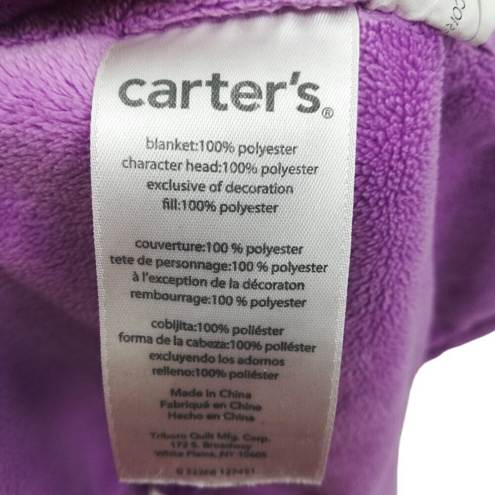 Carters Purple Flower Bear Plush Lovey Lovie Security Blanket Lilac Lavender - Picture 9 of 9